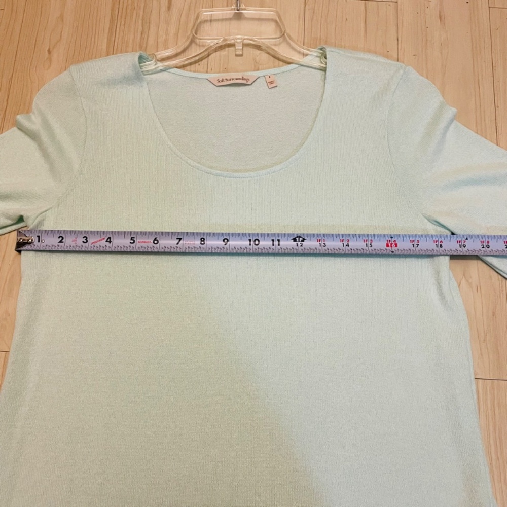 Soft  Surroundings Mint Green Olivia Lace Hem Tunic Sweater Top, Si… - Picture 8 of 16